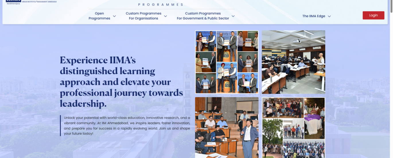IIM Ahmedabad Executive Education Website Homepage